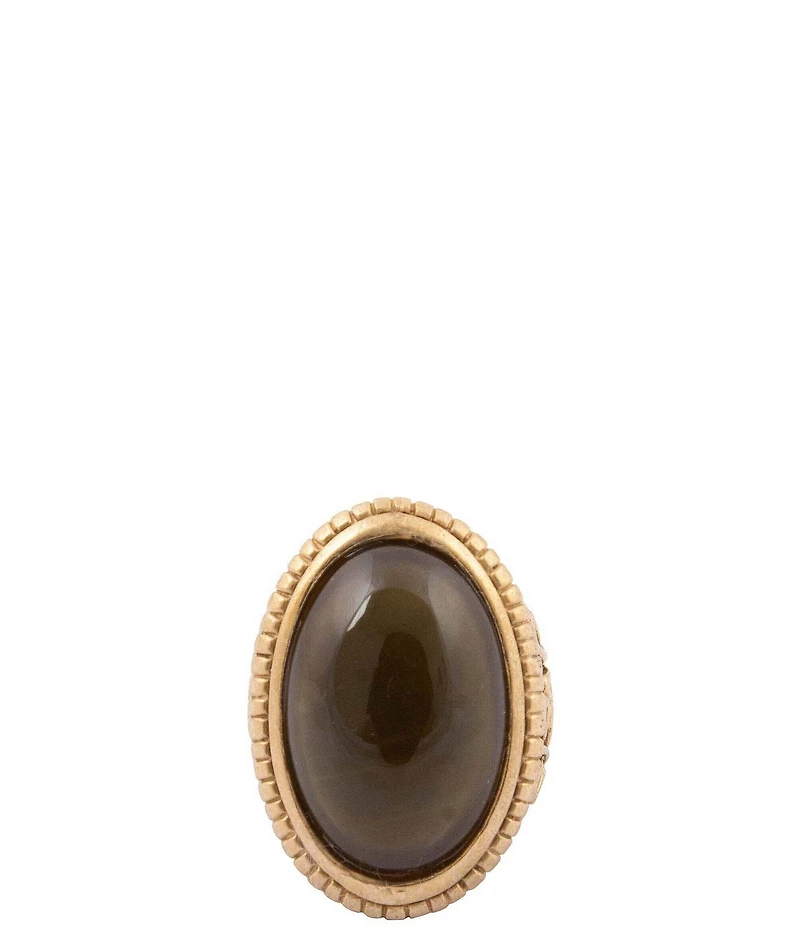 Barse Brown Smoky Quartz Shimmer Golden Statement Ring