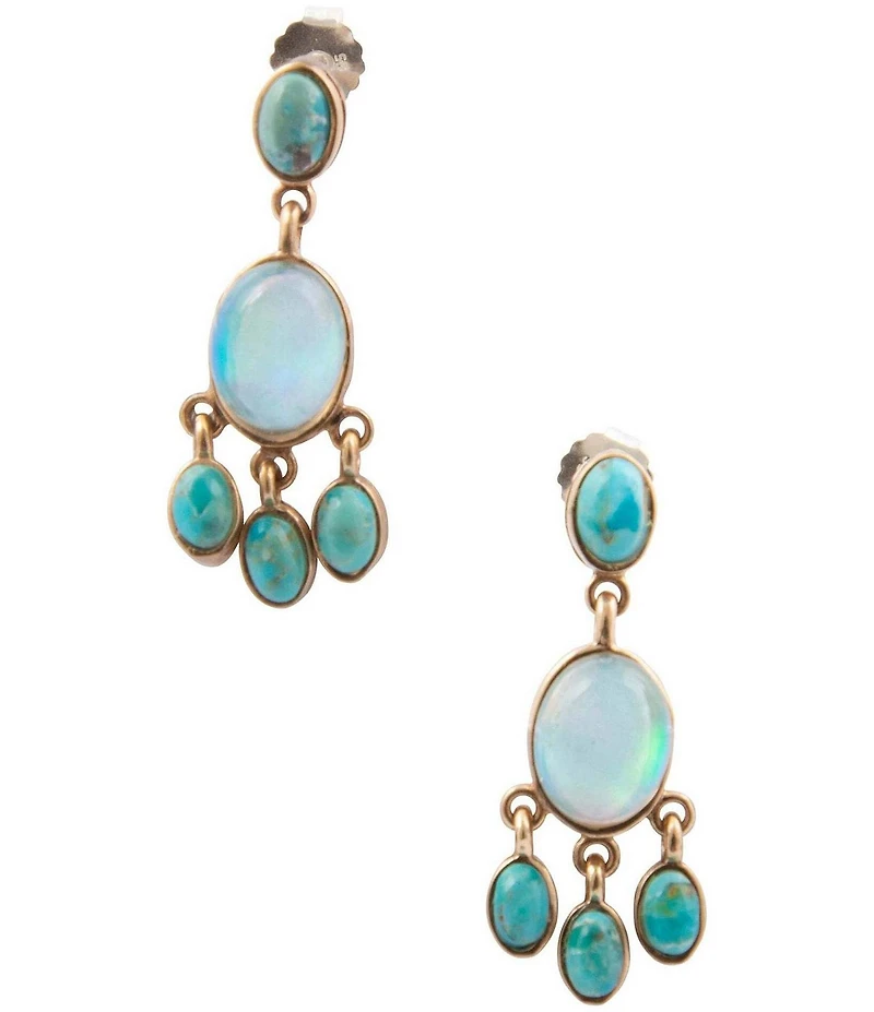Barse Bronze, Opal and Turquoise Aurora Chandelier Earrings