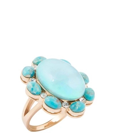 Barse Bronze, Opal and Turquoise Aurora Oval Statement Ring
