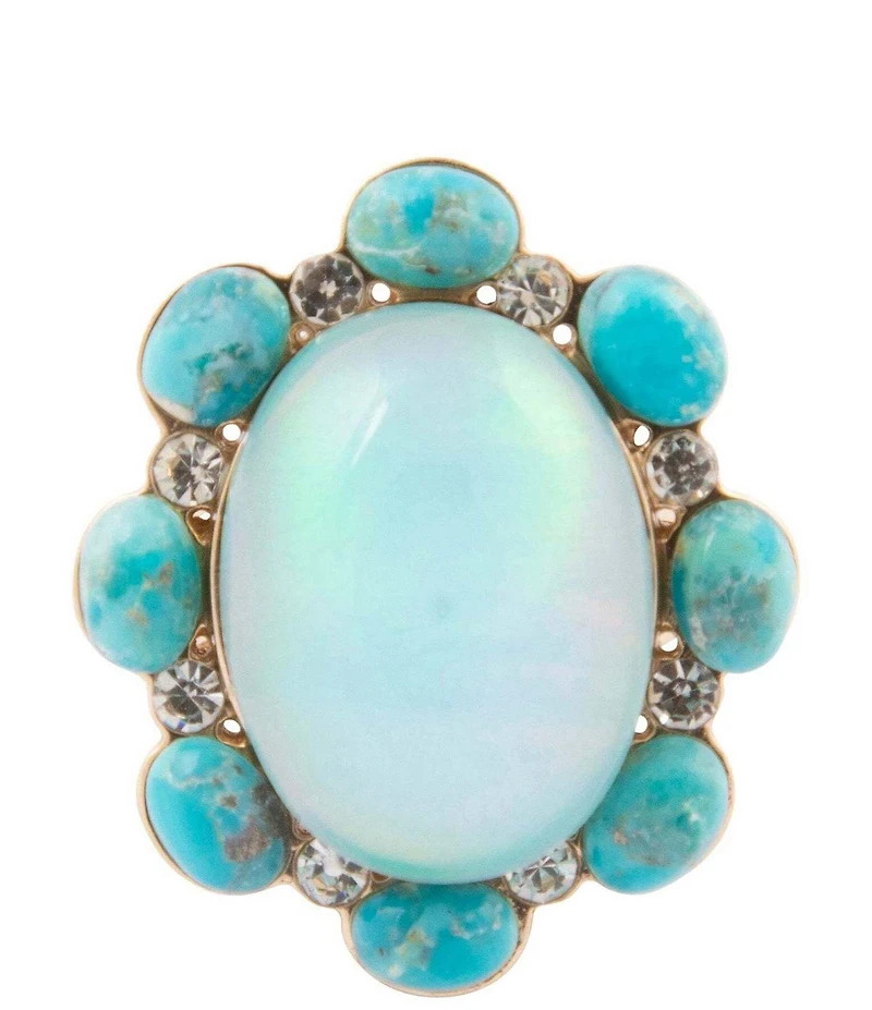 Barse Bronze, Opal and Turquoise Aurora Oval Statement Ring