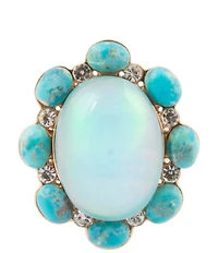 Barse Bronze, Opal and Turquoise Aurora Oval Statement Ring