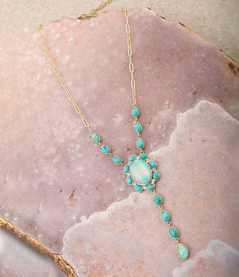 Barse Bronze, Opal and Turquoise Aurora Y Necklace