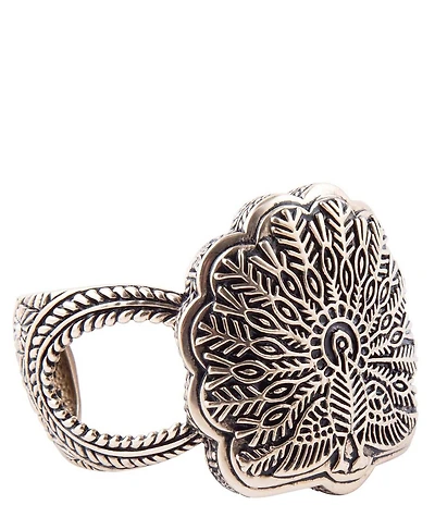 Barse Bronze Peacock Cuff Bracelet