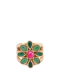 Barse Bloom Bronze Pink Magnesite And Green Onyx Statement Ring