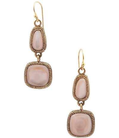 Barse Bronze, Pink Opal and Mother Of Pearl Rosy Moon Drop Earrings