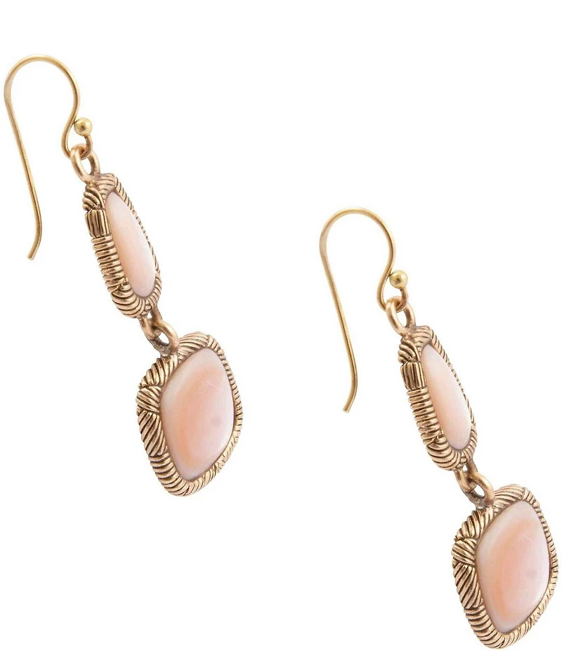 Barse Bronze, Pink Opal and Mother Of Pearl Rosy Moon Drop Earrings