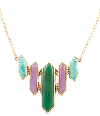 Barse Bronze Retro Genuine Stone Frontal Collar Necklace