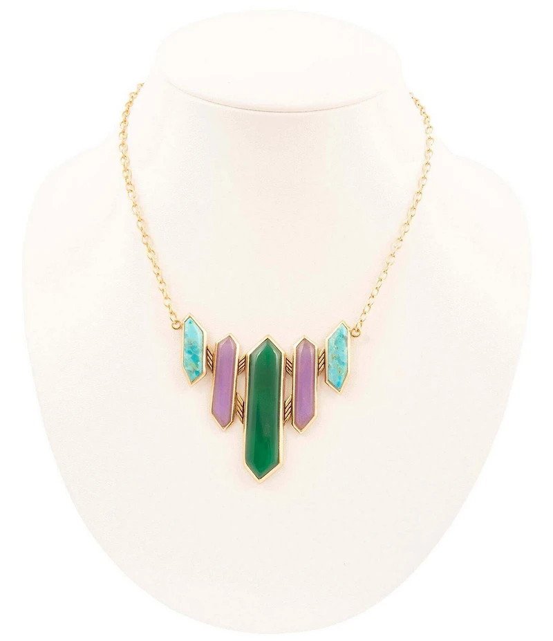 Barse Bronze Retro Genuine Stone Frontal Collar Necklace