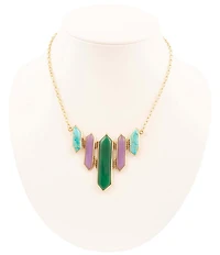 Barse Bronze Retro Genuine Stone Frontal Collar Necklace