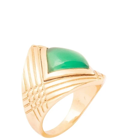 Barse Bronze Retro Green Onyx Statement Ring