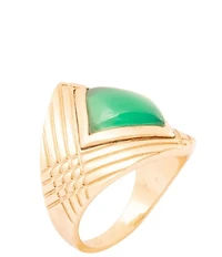 Barse Bronze Retro Green Onyx Statement Ring