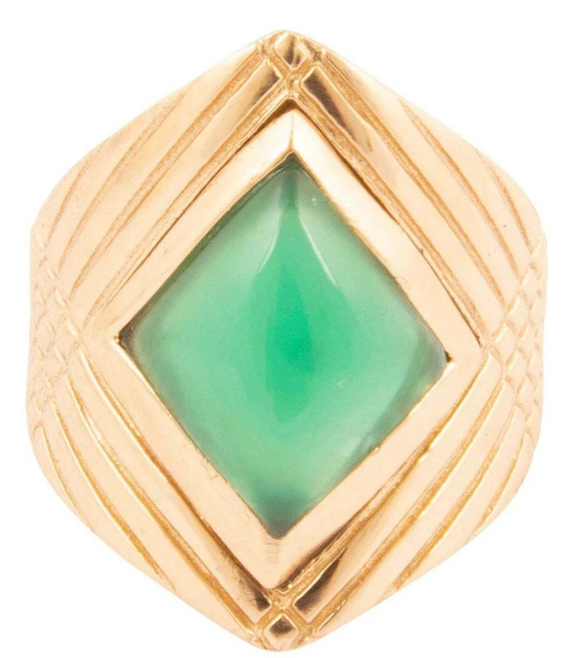 Barse Bronze Retro Green Onyx Statement Ring