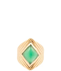 Barse Green Agate Golden Statement Ring
