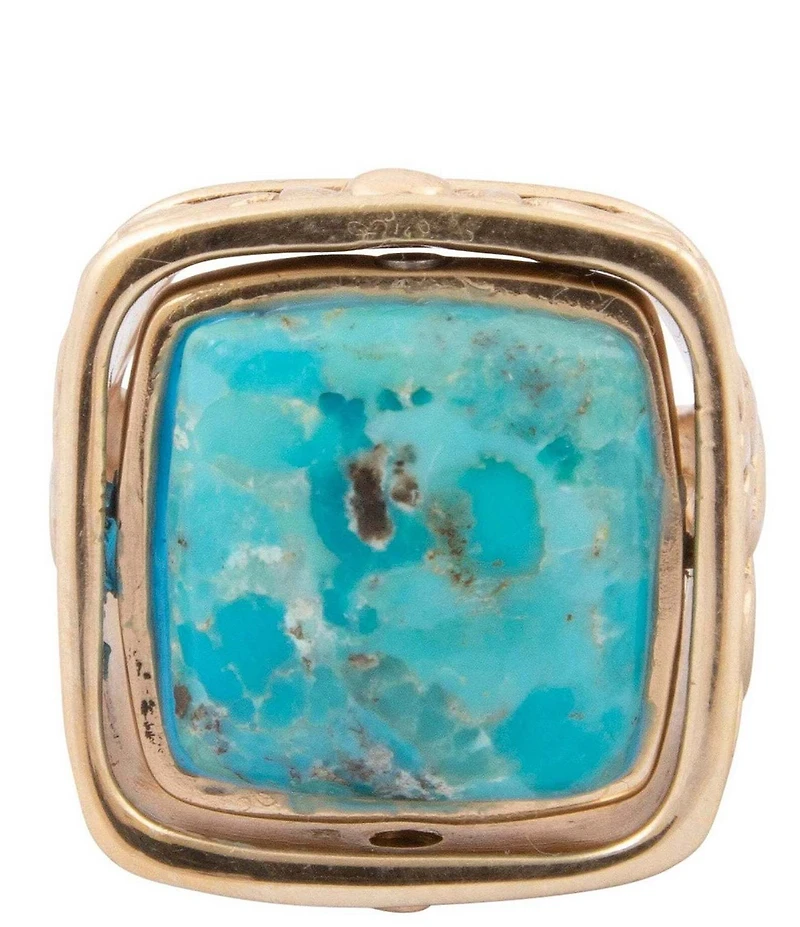 Barse Bronze Reversible Turquoise and Mother Of Pearl Stone Statement Ring