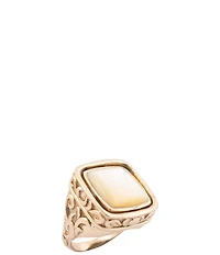 Barse Flip Reversible Turquoise And Mother Of Pearl Golden Ring