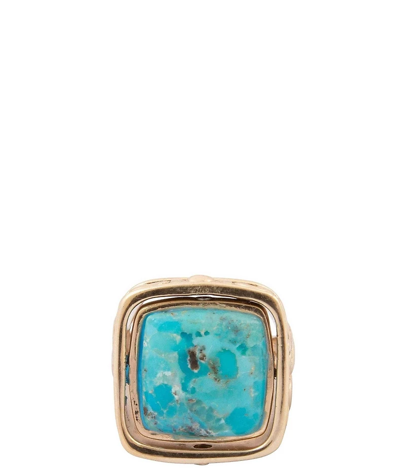 Barse Flip Reversible Turquoise And Mother Of Pearl Golden Ring