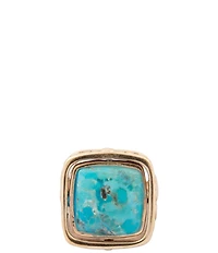 Barse Flip Reversible Turquoise And Mother Of Pearl Golden Ring