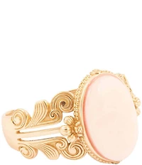 Barse Bronze Romantic Garden Pink Opal Cuff Bracelet