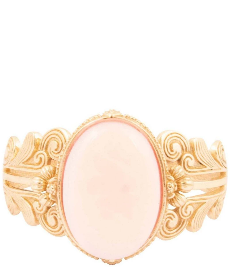 Barse Bronze Romantic Garden Pink Opal Cuff Bracelet