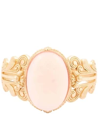 Barse Bronze Romantic Garden Pink Opal Cuff Bracelet