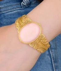 Barse Bronze Romantic Garden Pink Opal Cuff Bracelet