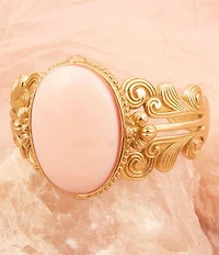 Barse Bronze Romantic Garden Pink Opal Cuff Bracelet