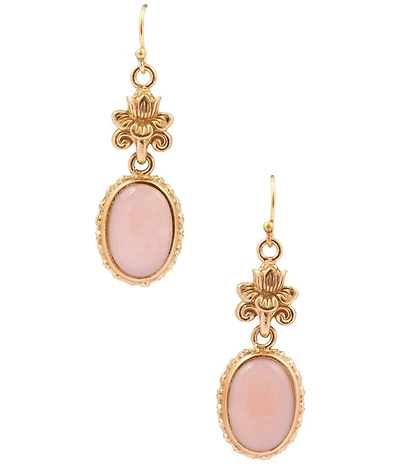 Barse Bronze Romantic Garden Pink Opal Drop Earrings