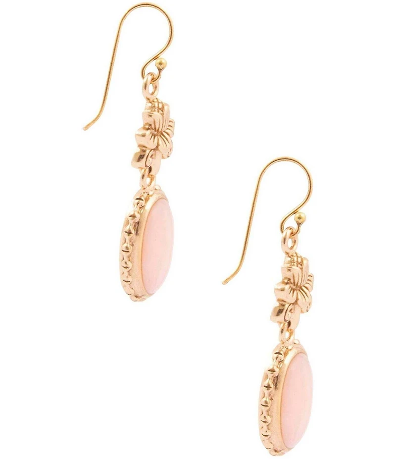 Barse Bronze Romantic Garden Pink Opal Drop Earrings