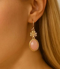 Barse Bronze Romantic Garden Pink Opal Drop Earrings