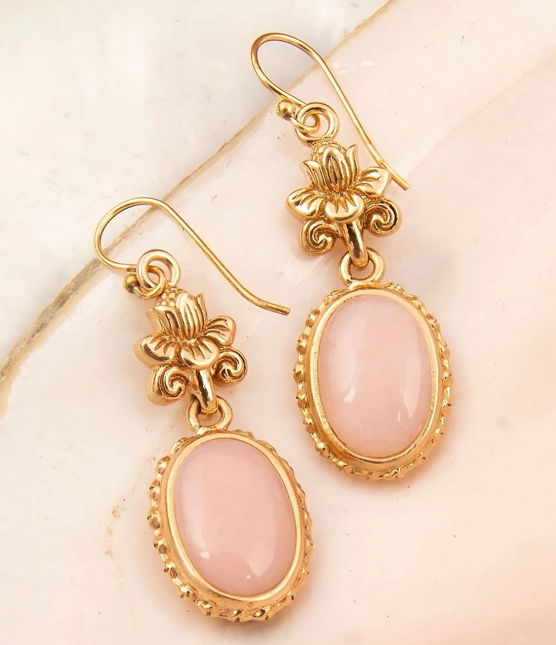 Barse Bronze Romantic Garden Pink Opal Drop Earrings