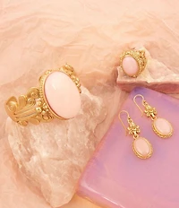Barse Bronze Romantic Garden Pink Opal Drop Earrings