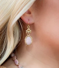 Barse Bronze Romantic Garden Pink Opal Drop Earrings