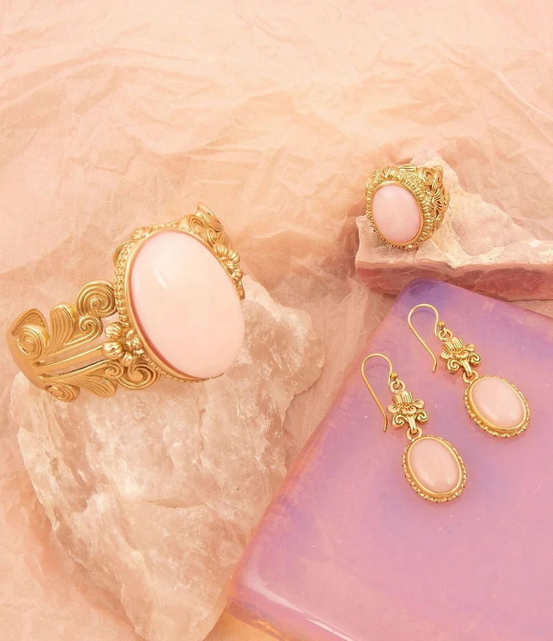 Barse Bronze Romantic Garden Pink Opal Statement Ring