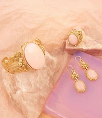 Barse Bronze Romantic Garden Pink Opal Statement Ring