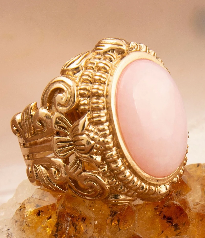 Barse Bronze Romantic Garden Pink Opal Statement Ring