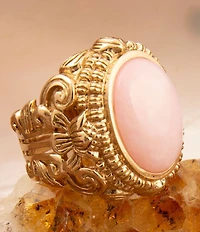 Barse Bronze Romantic Garden Pink Opal Statement Ring