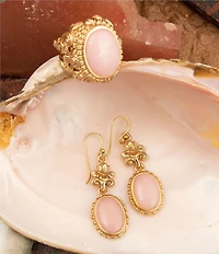 Barse Pink Opal Lotus Golden Statement Ring
