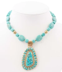 Barse Bronze Sedona Turquoise Short Pendant Necklace