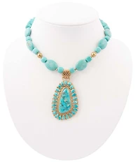 Barse Sedona Blue Turquoise Golden Pendant Necklace