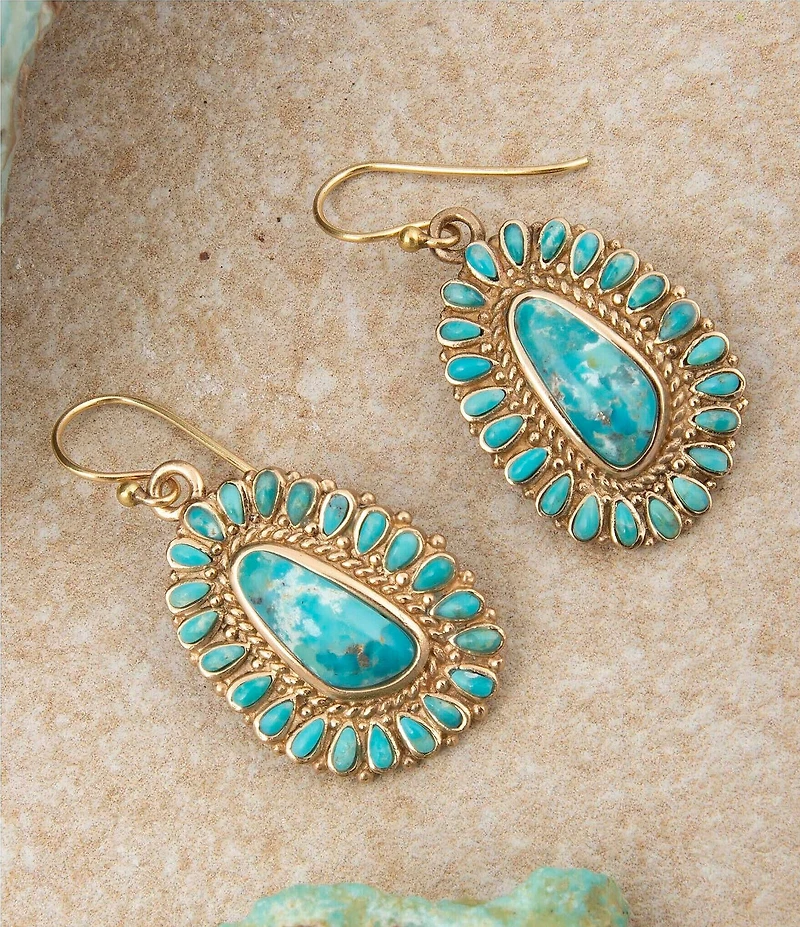 Barse Bronze Sedona Turquoise Statement Drop Earrings