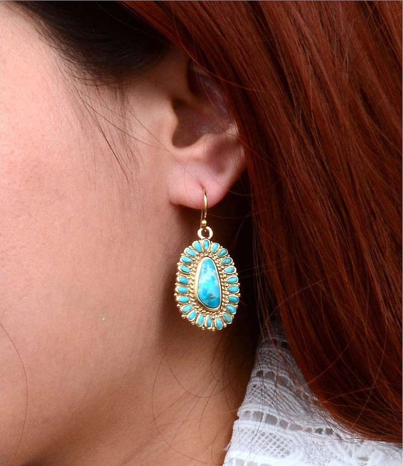 Barse Bronze Sedona Turquoise Statement Drop Earrings