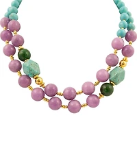 Barse Bronze Seville Genuine Stone 2 Row Short Multi-Strand Necklace