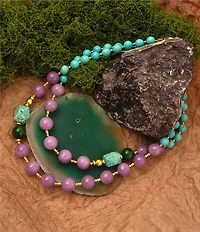 Barse Bronze Seville Genuine Stone 2 Row Short Multi-Strand Necklace