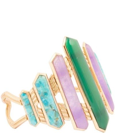 Barse Bronze Seville Genuine Stone Statement Cuff Bracelet