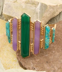 Barse Bronze Seville Genuine Stone Statement Cuff Bracelet