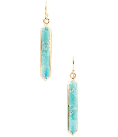 Barse Bronze Seville Genuine Turquoise Linear Earrings