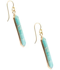 Barse Bronze Seville Genuine Turquoise Linear Earrings