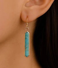 Barse Bronze Seville Genuine Turquoise Linear Earrings