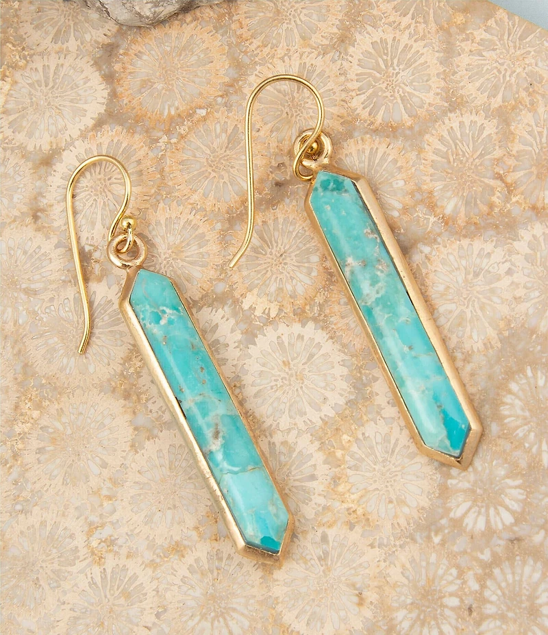 Barse Bronze Seville Genuine Turquoise Linear Earrings