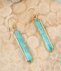 Barse Bronze Seville Genuine Turquoise Linear Earrings